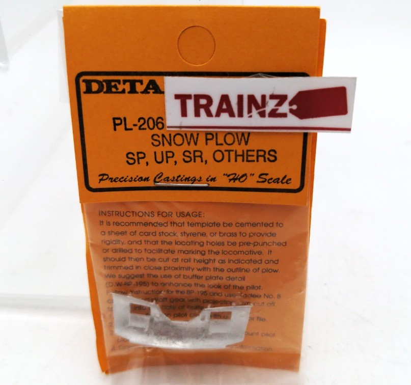 Details West 206 HO Scale Modern Snow Plow for SP, SR, UP & Others