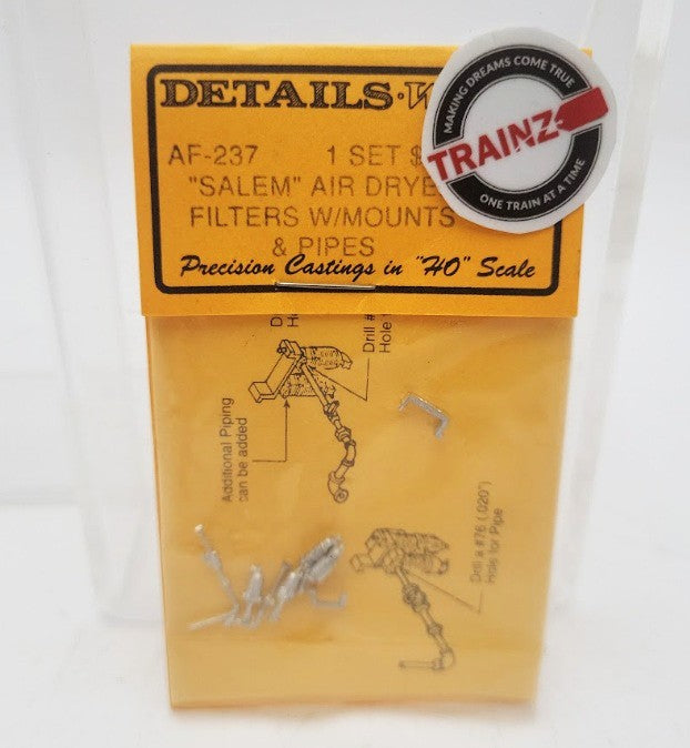 Details West 237 HO Scale Salem Air Dryer Filters W/Mounts & Pipes