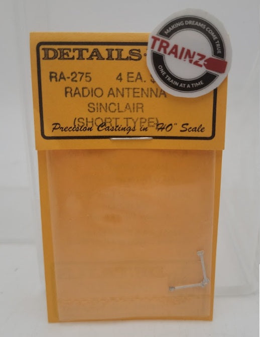 Details West 275 HO Scale Short Type Sinclair Radio Antenna (Pack of 4)