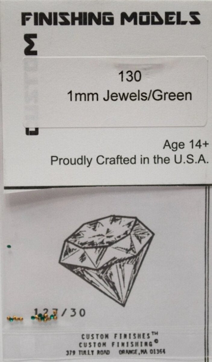 Custom Finishing 130 HO Scale Green Jewels .040 1 mm Diameter (Pack of 12)
