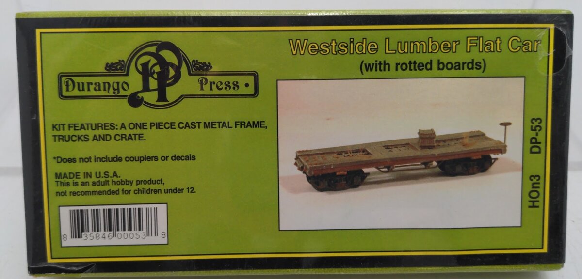 Durango Press DP-53 HO/HOn3 Westside Lumber Co. Flat Car With Rotten Boards Kit