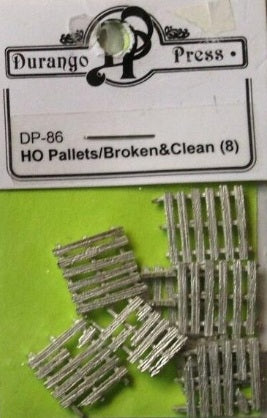 Durango Press 86 HO Pallets White Metal (Pack of 8)