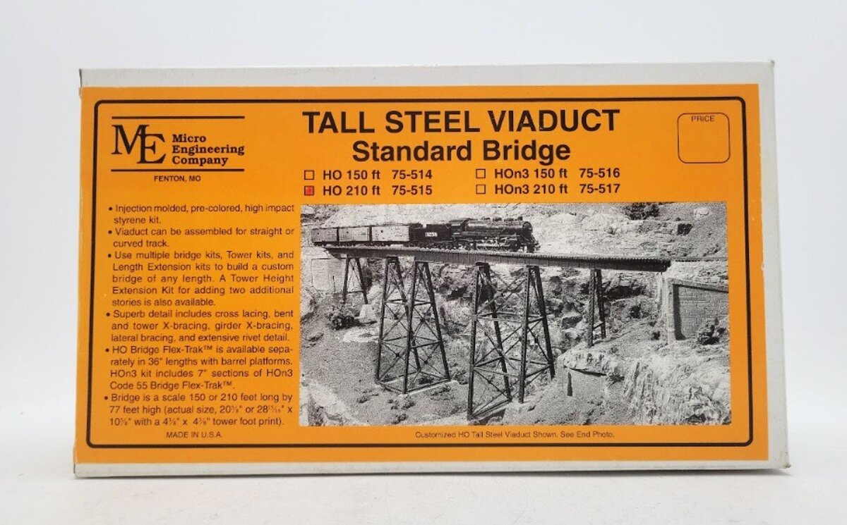 Micro Engineering 75-515 HO Scale 210' Standard Bridge Tall Steel Viaduct Kit