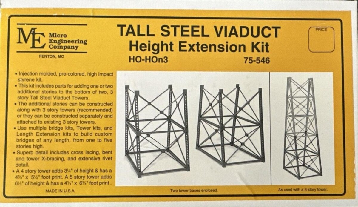 Micro Engineering 75-546 HO and HOn3 Height Extension Tall Steel Viaduct Kit