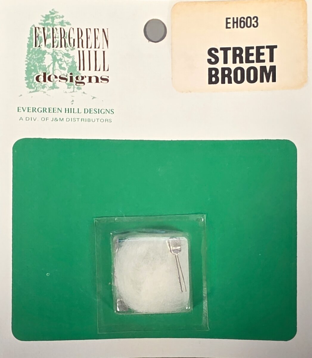 Evergreen Hill 603 HO Scale White Metal Street Broom (Pack of 4)