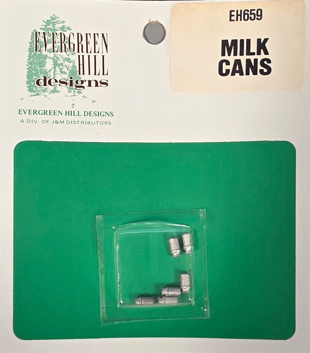 Evergreen Hill 659 HO Milk Cans (Pack of 6)