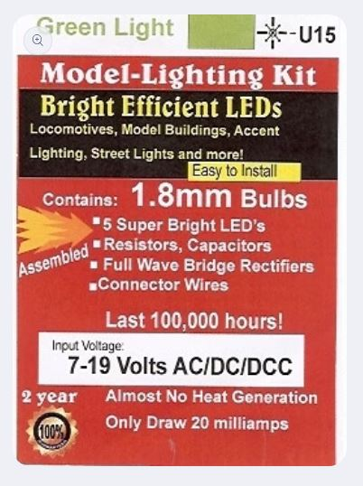 Evan Designs U15 Small 1.8mm Bright Green LED (Pack of 5)