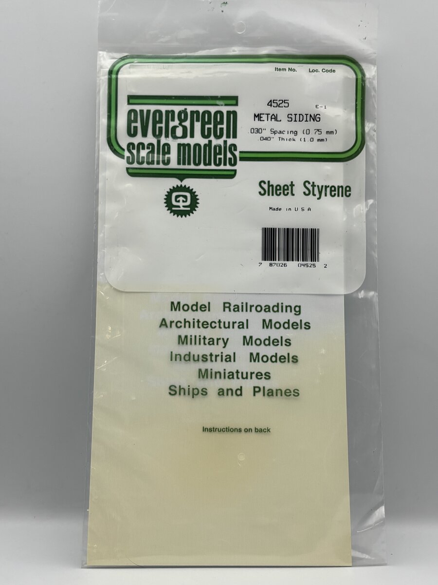 Evergreen Scale Models 4525 .040" x 0.30" Polystyrene Corrugated Siding