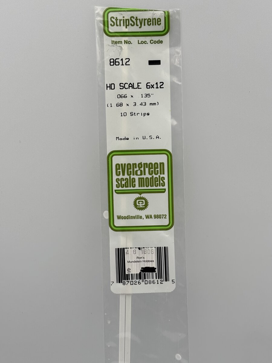 Evergreen Scale Models 8612 HO 066" x .135" x 14" Strips (Pack of 10)