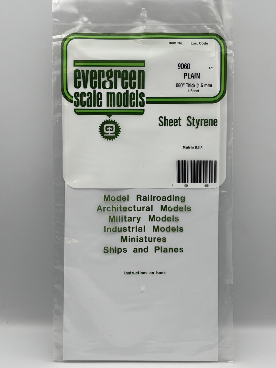 Evergreen Scale Models 9060 .060" x 6" x 12" Polystyrene White Sheet