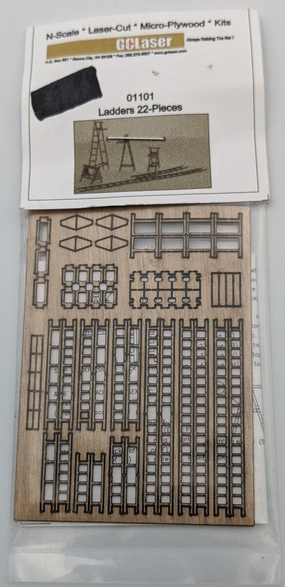 GCLaser 1101 N Ladders HO Scale Plywood Kit Builds 22 Various Items