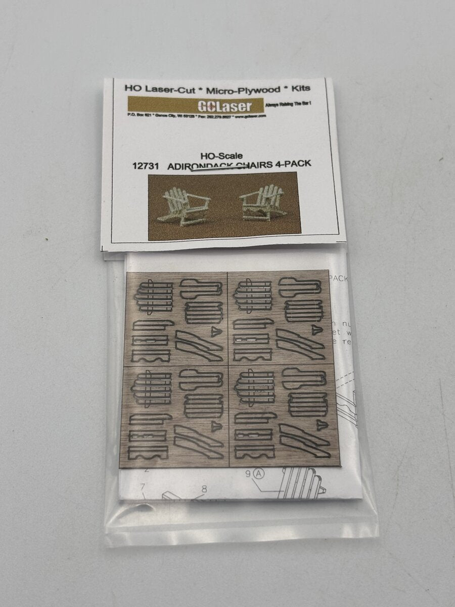 GCLaser 292-12731 HO Scale Adirondack Chair Kit pkg(4)