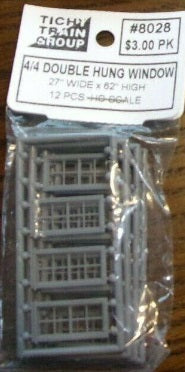 Tichy 8028 HO 27" W x 62" H 4/4 Double Hung Two Unit Windows (Pack of 6)