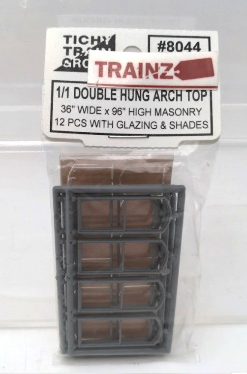 Tichy 8044 HO Scale 36" x 98" Double-Hung Arch Top Masonry Windows (Pack of 12)