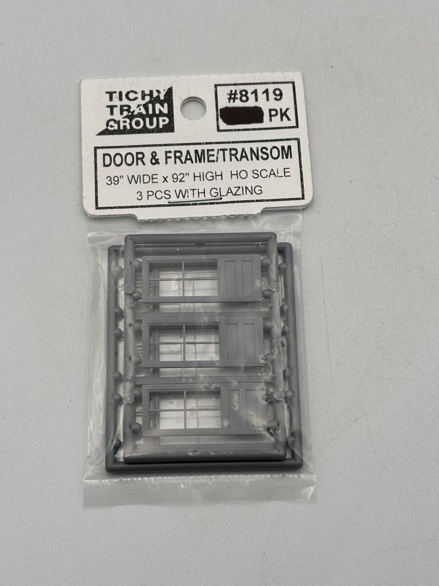 Tichy 8119 HO 39" x 92" Factory Door And Frame With Transom (Pack of 3)