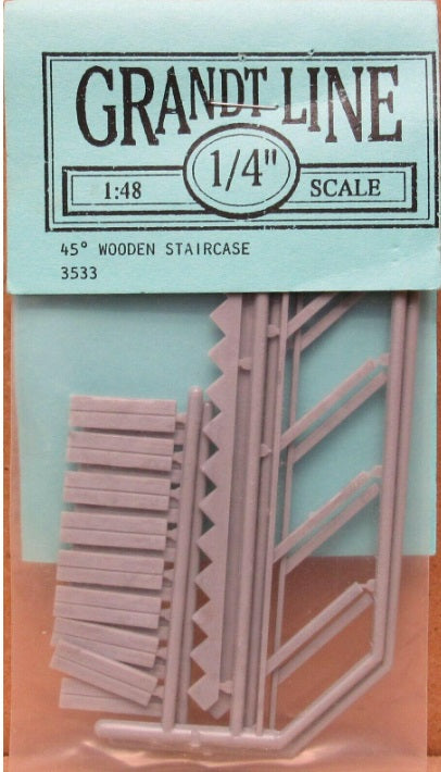 Grandt Line 3533 O  - 1/4" Scale 45° Wooden Staircase Plastic Kit