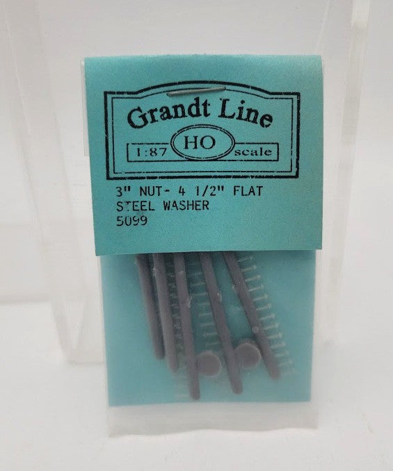 Grandt Line 5099 HO Scale 3" Nut With 4-1/2" Flat Steel Washer (Pack of 100)