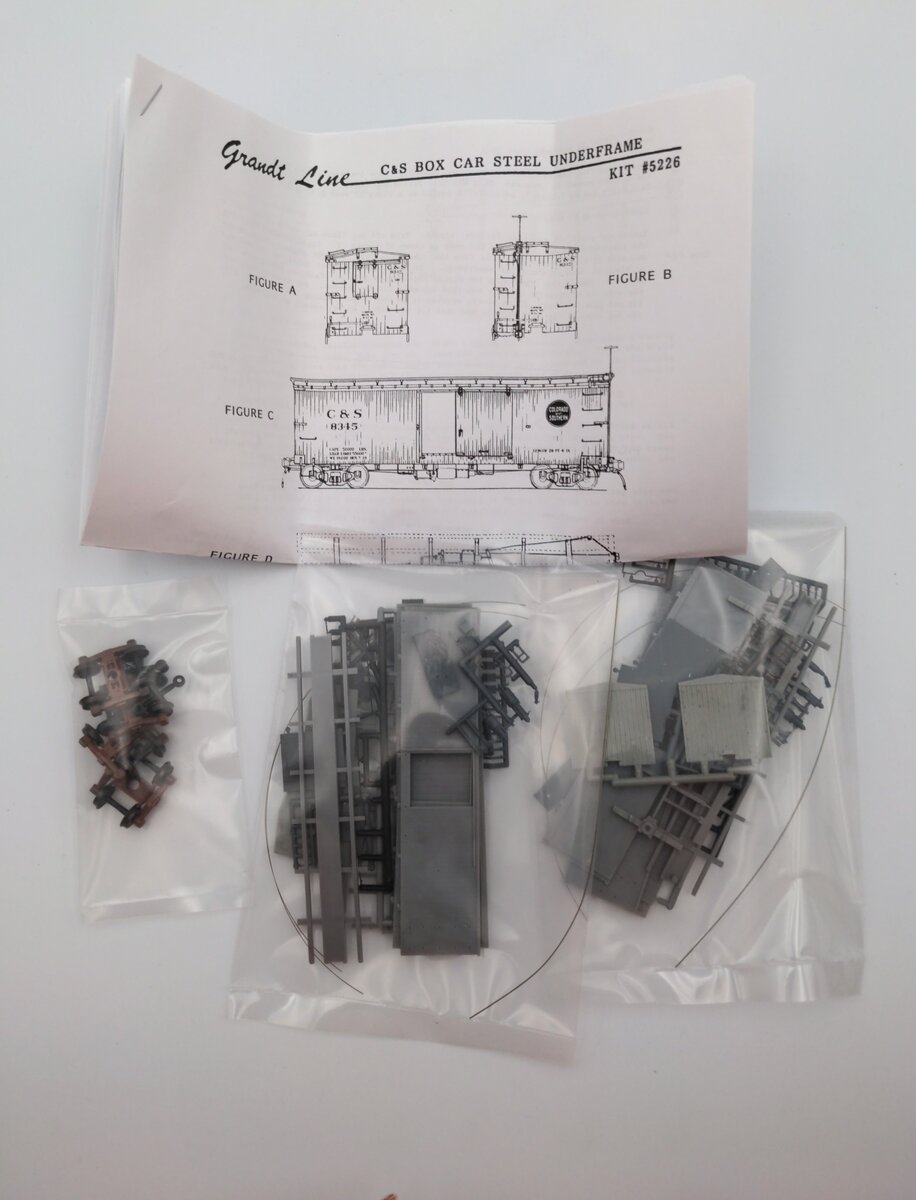 Grandt Line 5226 HOn3 Scales C & S 30' Flat Box Car Steel Underframe Kit