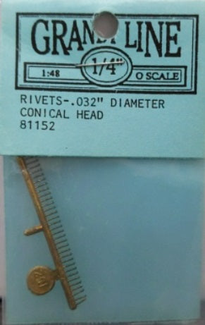 Grandt Line 81152 O 1:48 .032" Diameter Conical Head Brass Rivets