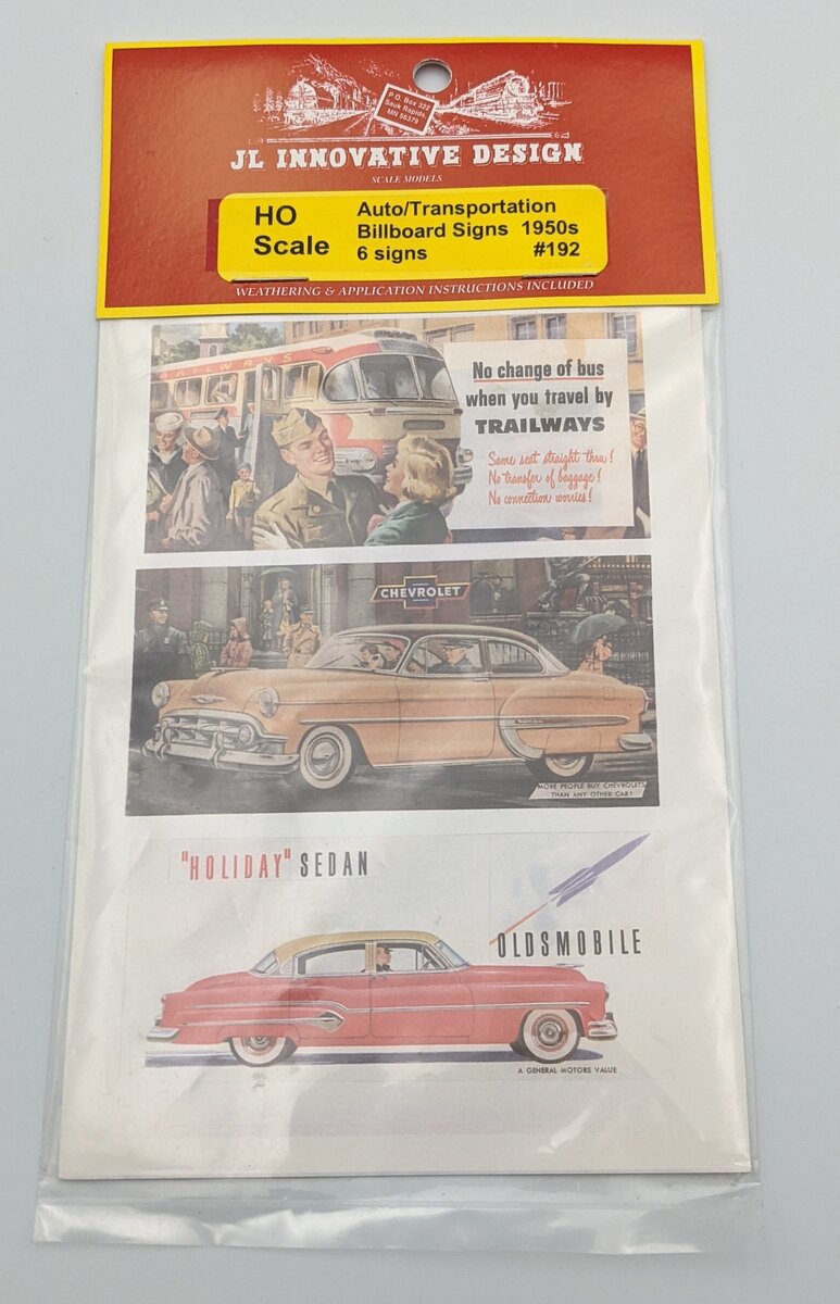 JL Innovative Design 192 HO Auto&Transportation Billboards 1950 Set #1(Set of 6)