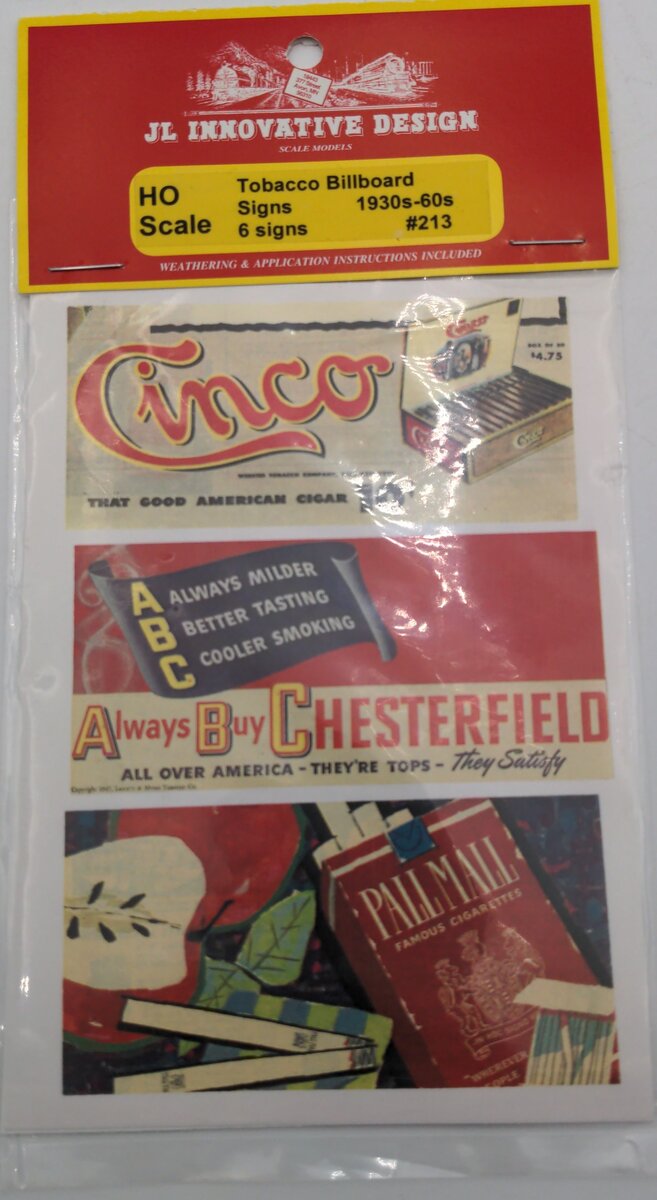 JL Innovative Design 213 HO 1930's-1960's Vintage Tobacco Billboards Set #2