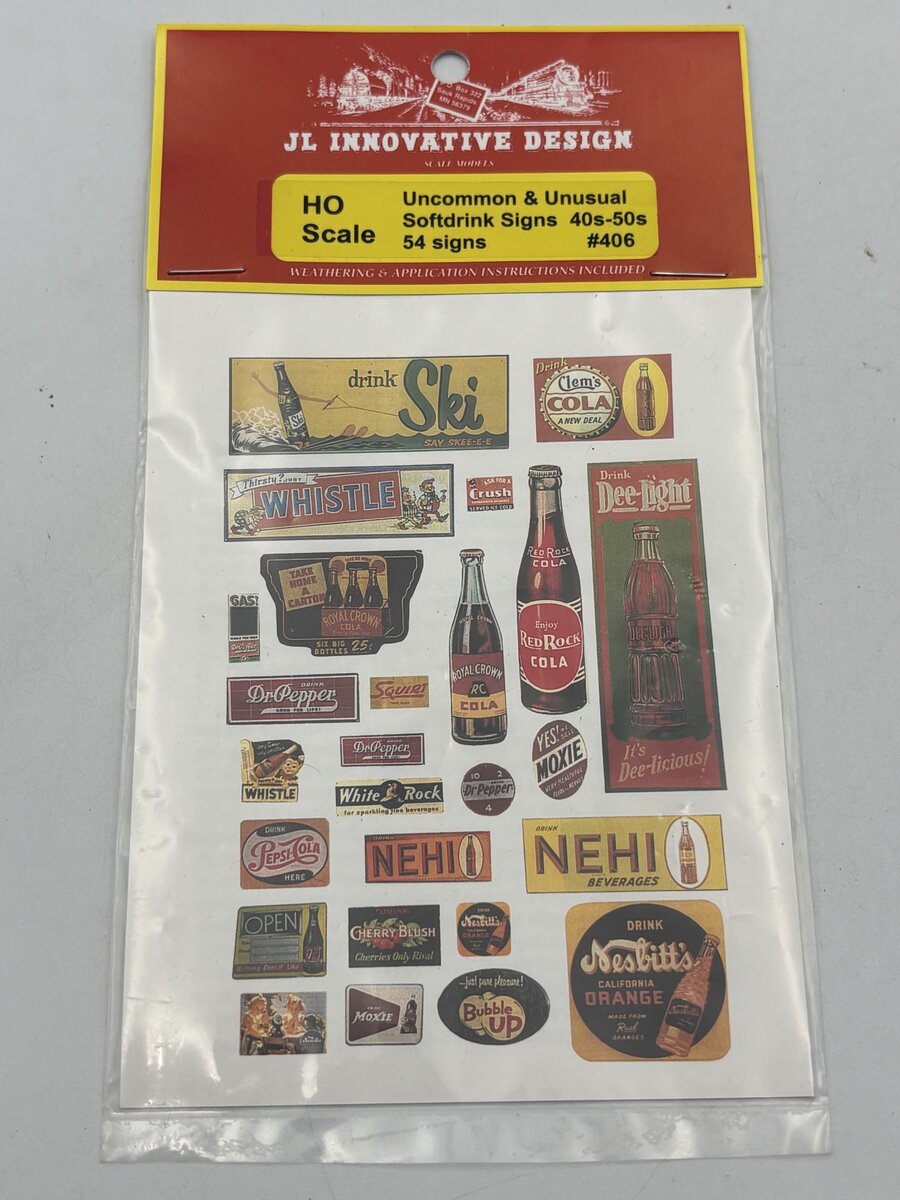 JL Innovative Design 406 HO Uncommon and Unusual Soft Drink Signs 1940-1950