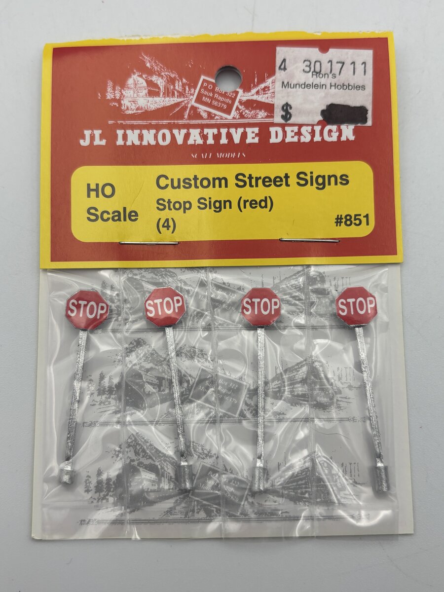 JL Innovative Design 851 HO Custom Street Signs Stop Sign Red (Pack of 4)