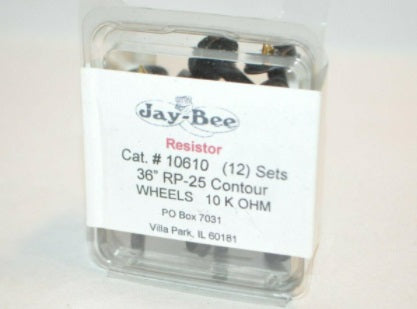 Jay Bee 10610 HO 36" 10K Ohm Wheelsets w/Axles & Resistors (Set of 12)