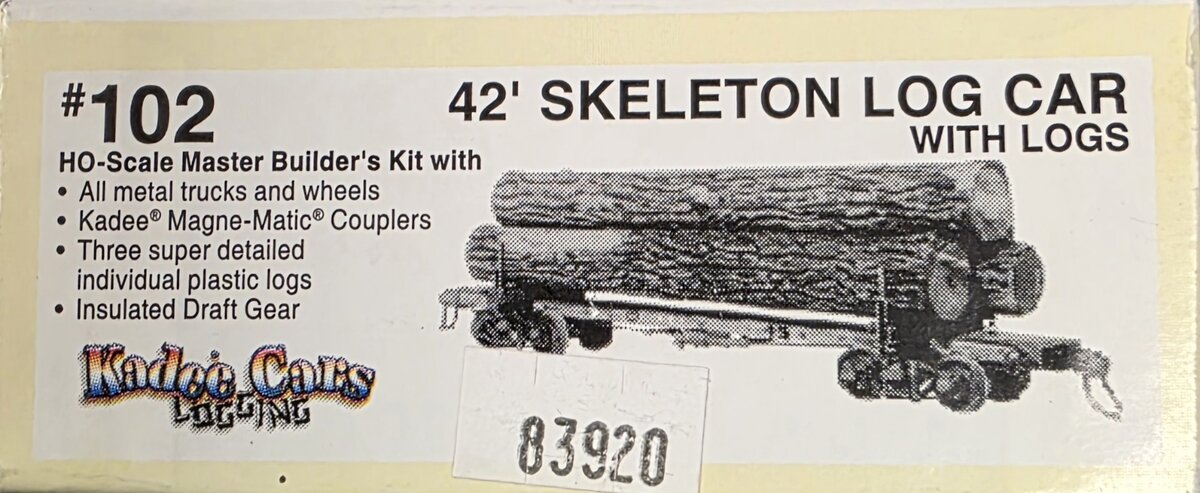 Kadee 102 HO 42' Skeleton Log Car Kit With Logs Kit