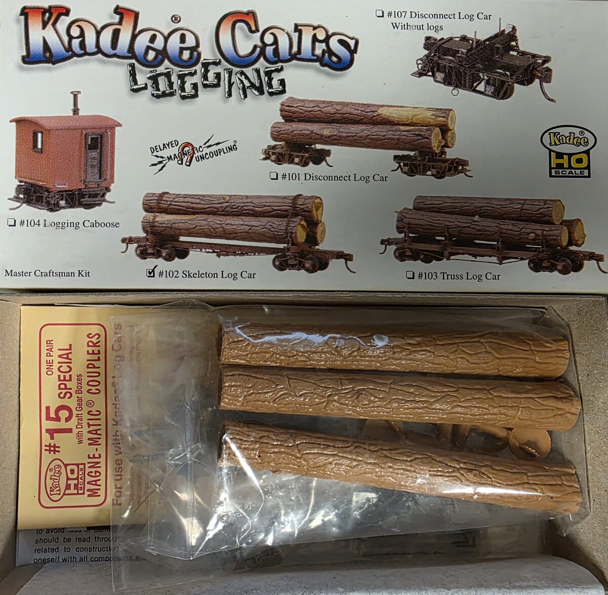 Kadee 102 HO 42' Skeleton Log Car Kit With Logs Kit