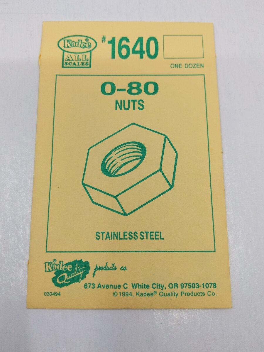 Kadee 1640 Stainless Steel Nuts 0-80 Hex (Pack of 12)