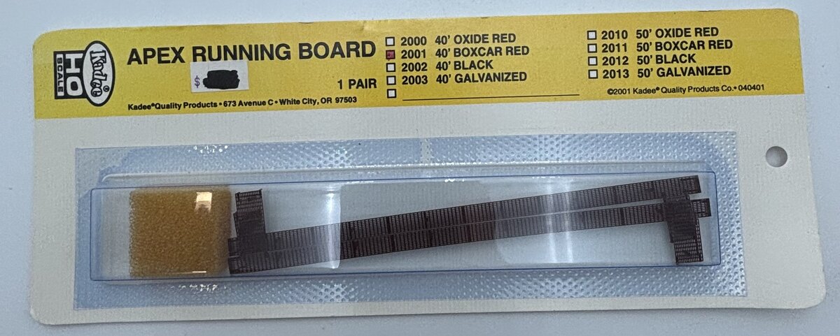 Kadee 2001 HO Scale Red 40' Foot Apex Running Board in Boxcar (Pack of 2)