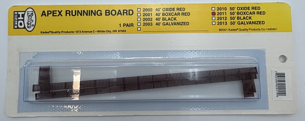 Kadee 2011 HO 50 Foot Apex Running Board in Boxcar Red