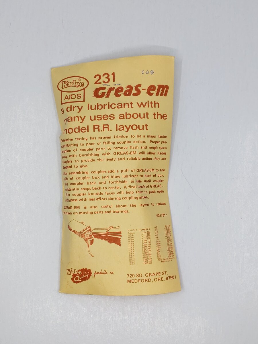 Kadee 231 Greas-Em Dry Graphite Lubricant 5.5 Gram Tube