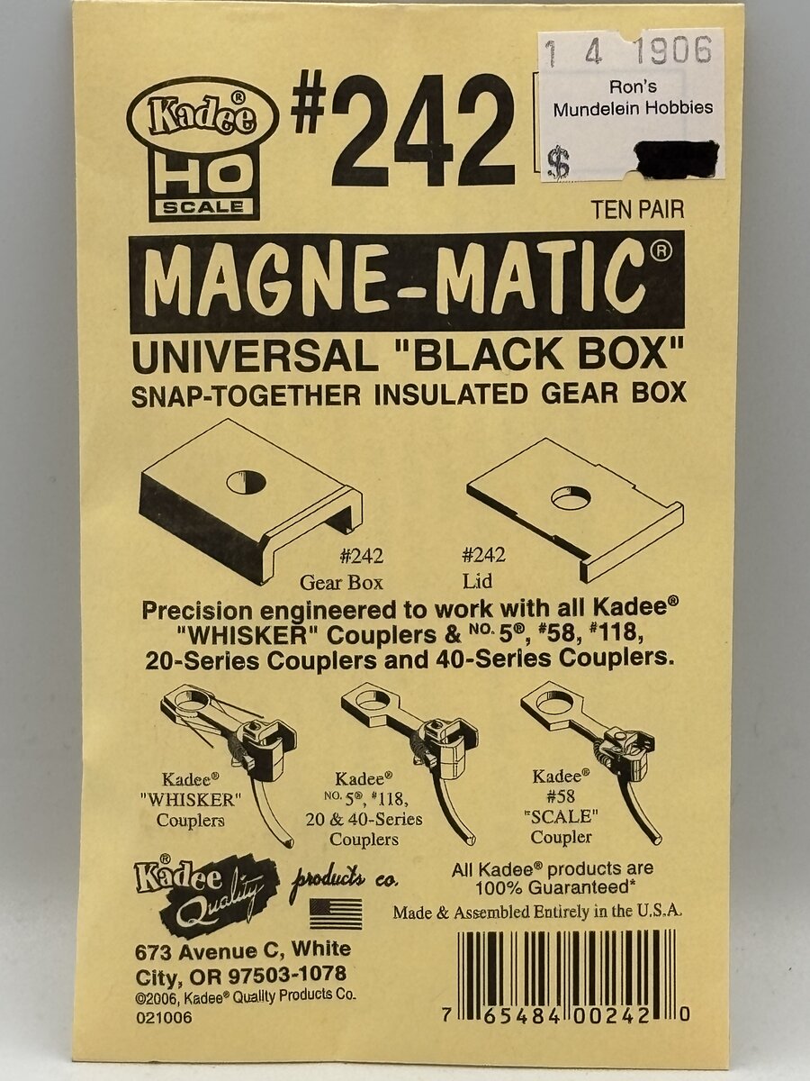 Kadee 242 HO Universal Black Box Snap-Together Insulated Gear Boxes & Lids