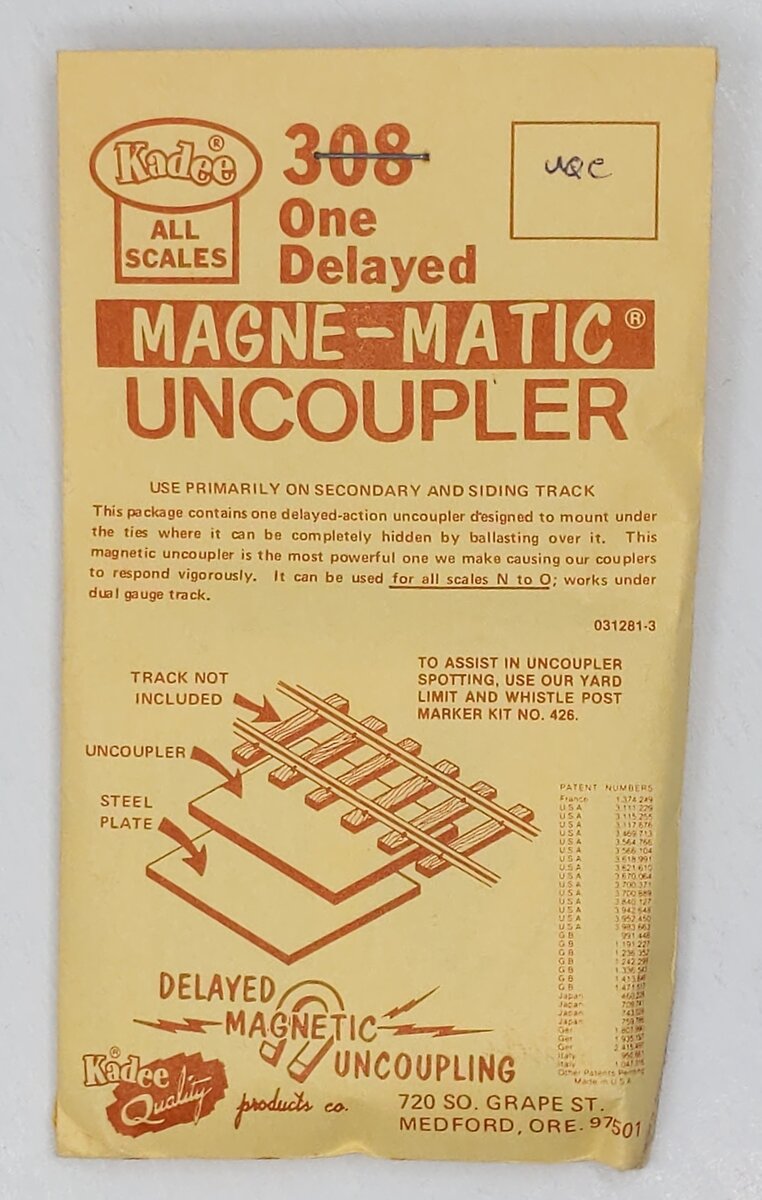 Kadee 308 All Scale Magne-Matic Uncoupler One Delayed Kit