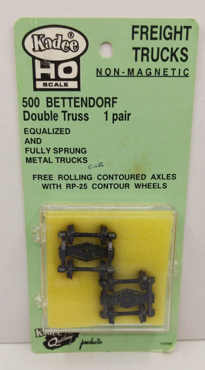 Kadee 500 HO Scale Non-Magnetic Freight Trucks Bettendorf Double Truck Pair