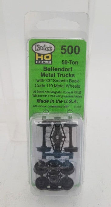 Kadee 500 HO Scale Non-Magnetic Freight Trucks Bettendorf Double Truck Pair