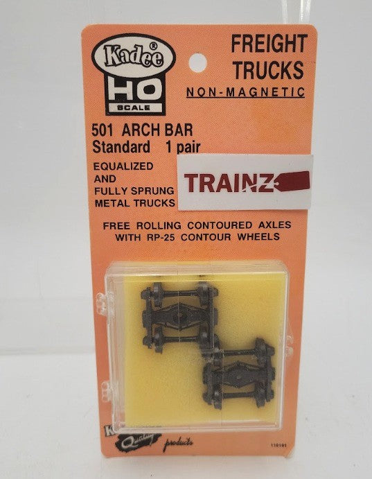 Kadee 501 HO Scale Arch Bar Trucks W/33" Ribbed Back Wheels Metal Fully Sprung