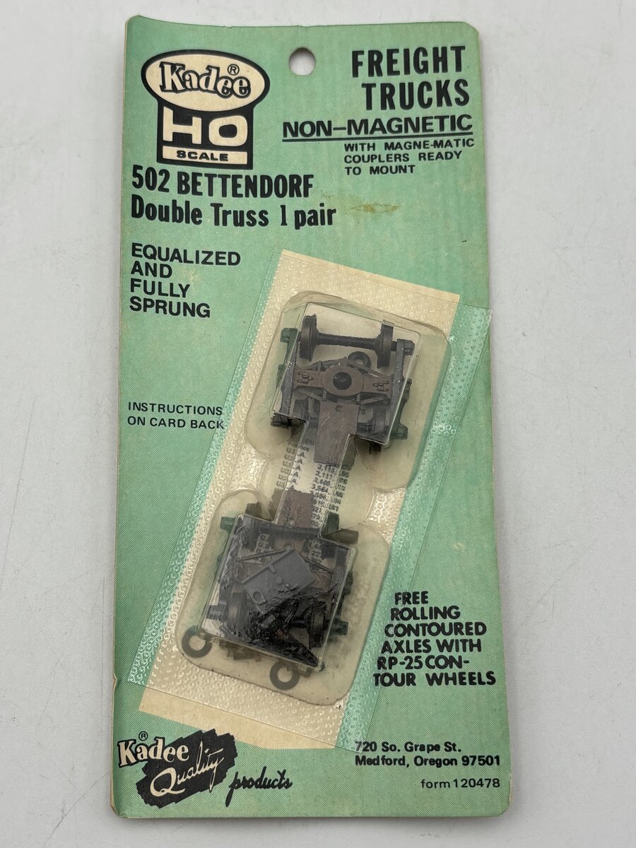 Kadee 502 HO Bettendorf 50-Ton Fully Sprung Metal Trucks Double Truss