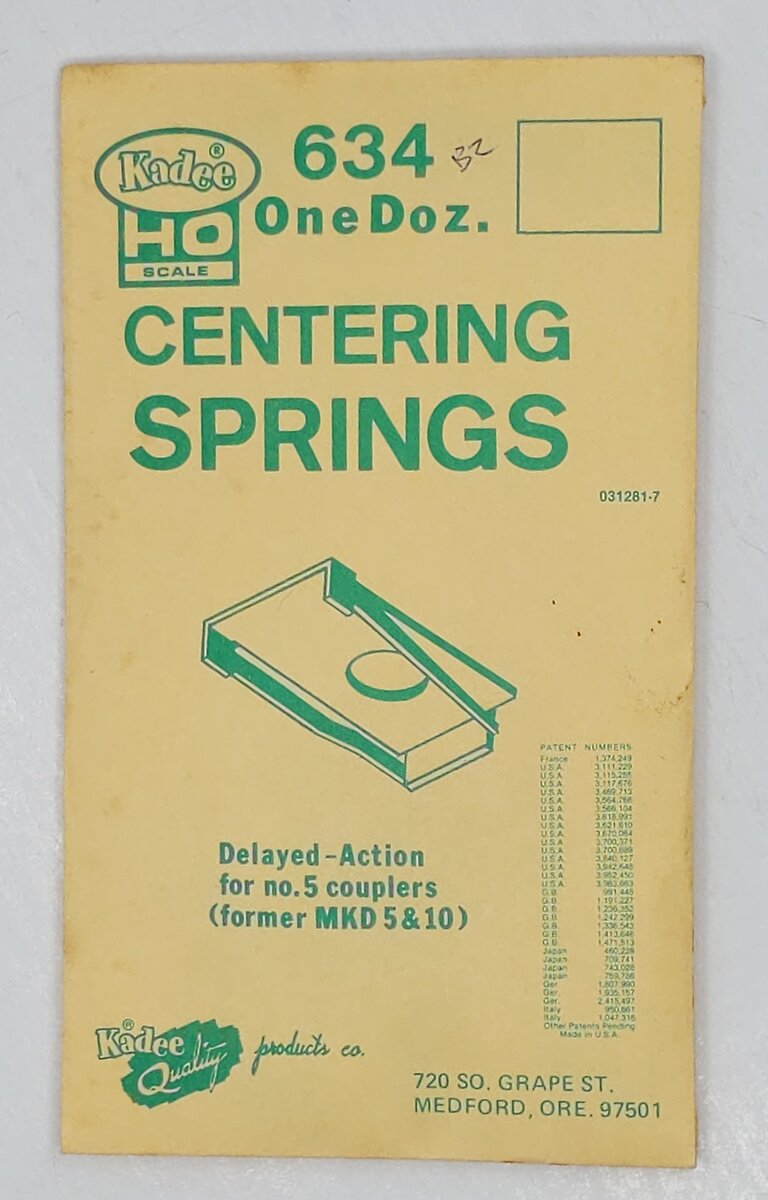 Kadee 634 HO Centering Spring for 3/5/9/10/11 & 20 Series Couplers (Pack of 12)