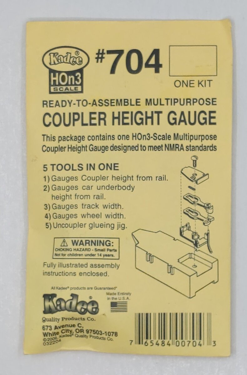 Kadee 704 HOn3 Scale Ready-to-Assemble Multipurpose Coupler Height Gauge
