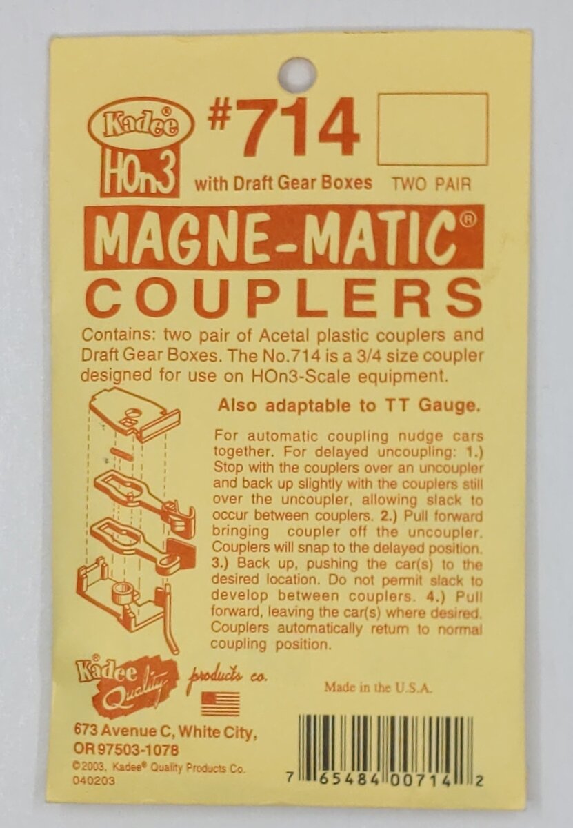 Kadee 714 HOn3 Scale Magne-Matic Couplers with Draft Gear Boxes
