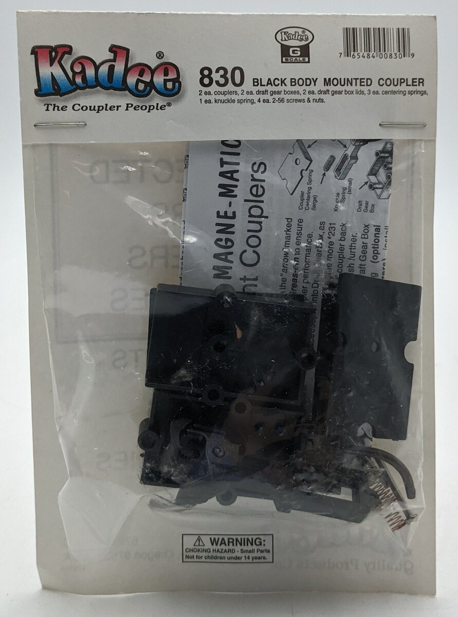 Kadee 830 G Scale Straight Centerset Shank Coupler & Body Mount Gear Box Kit