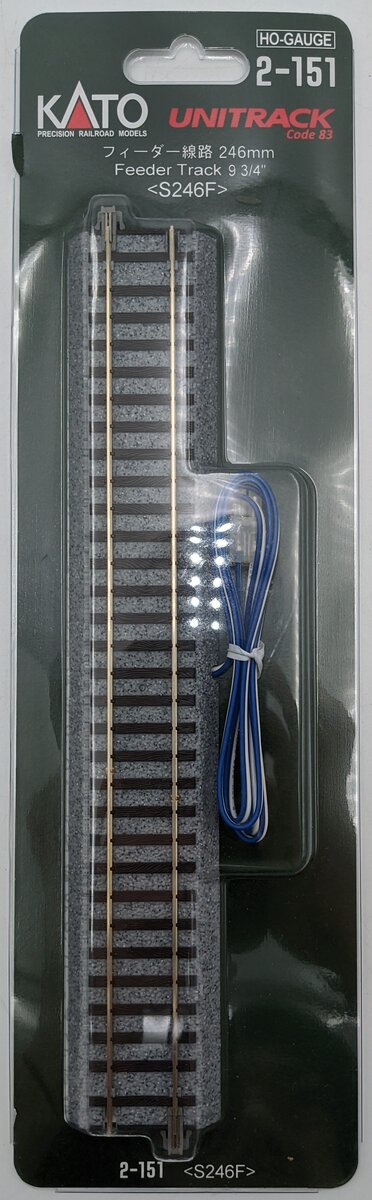 Kato 2-151 HO Gauge Code 83 9-3/4" Straight Feeder Track With Wire