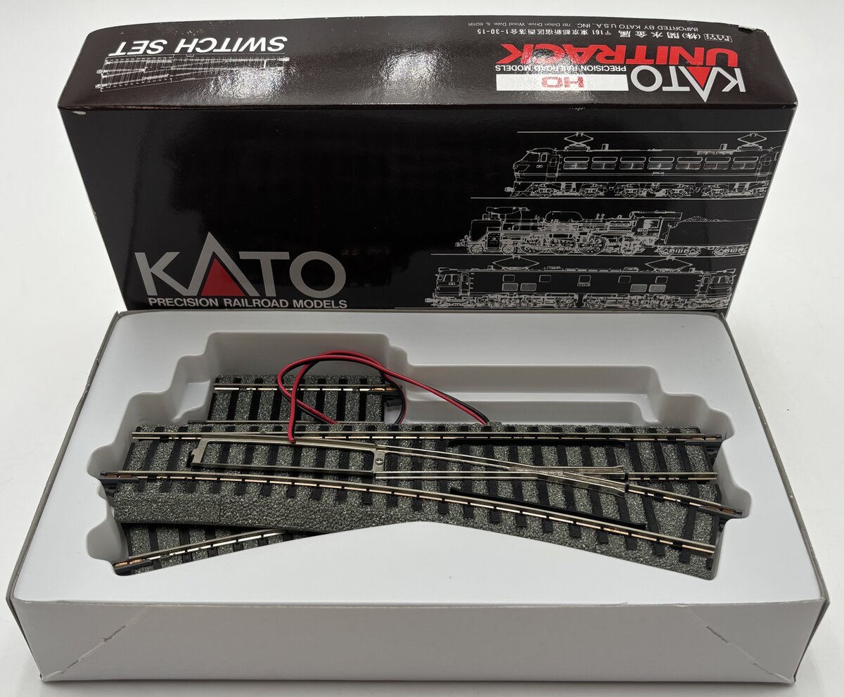 Kato 2-851 HO 9-3/4" # 4 Unitrack Right Hand Electric Switch Turnout Set