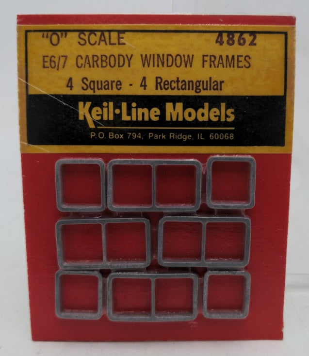 Keil-Line Products 4862 O Scale Carbody Window Frame 4 Square 4-Rectangular E6/7
