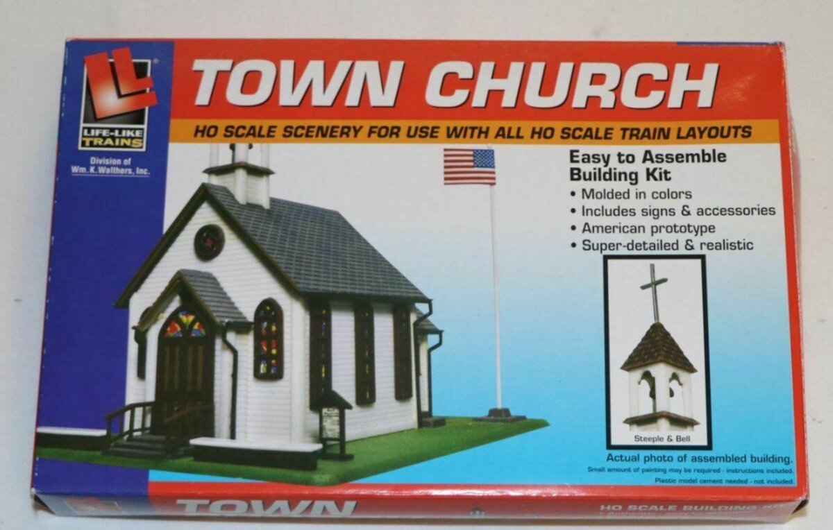 Life Like 433-1350 HO Town Church Building Kit