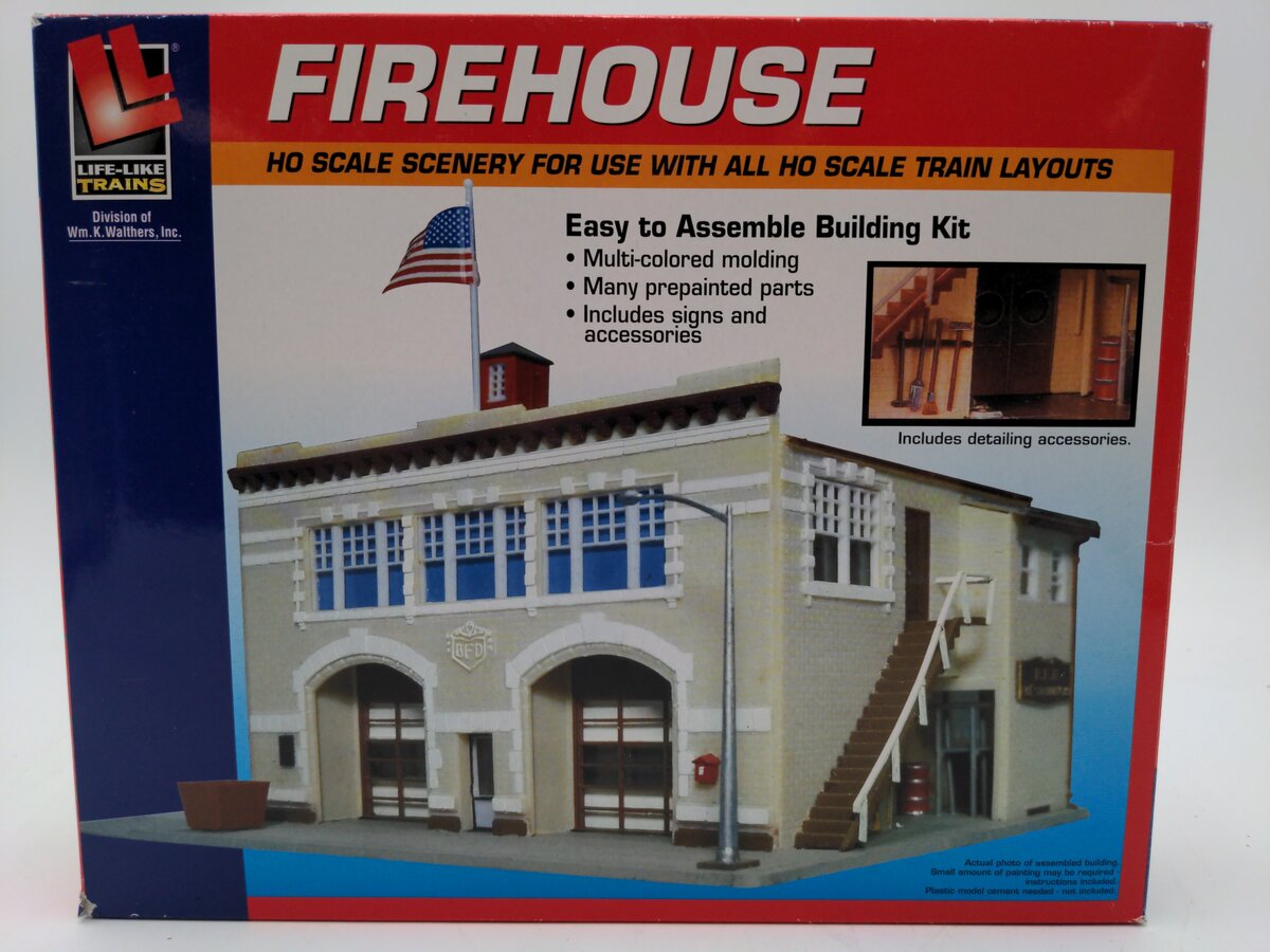 Life Like 433-1390 HO Firehouse Building Kit