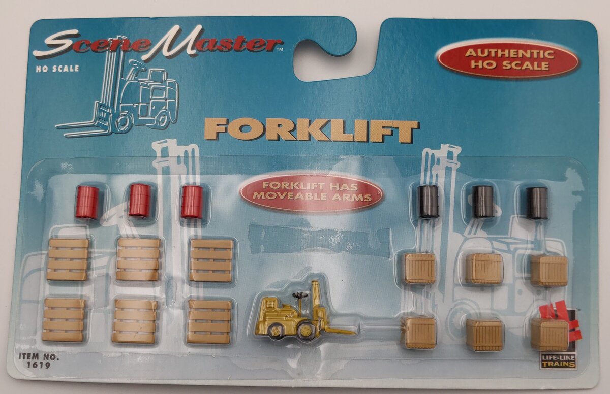 Life Like 433-1619 HO Scale Scene Master Forklift with Barrels Crates and Drums